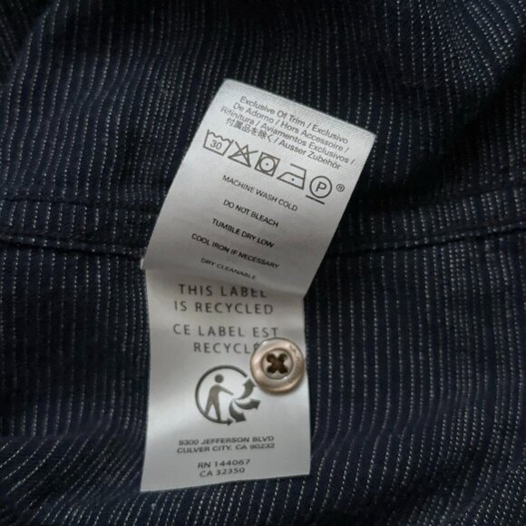 Outerknown Shirt Mens Size M Short Sleeve Organic Cotton Linen Gray Striped - Picture 6 of 6